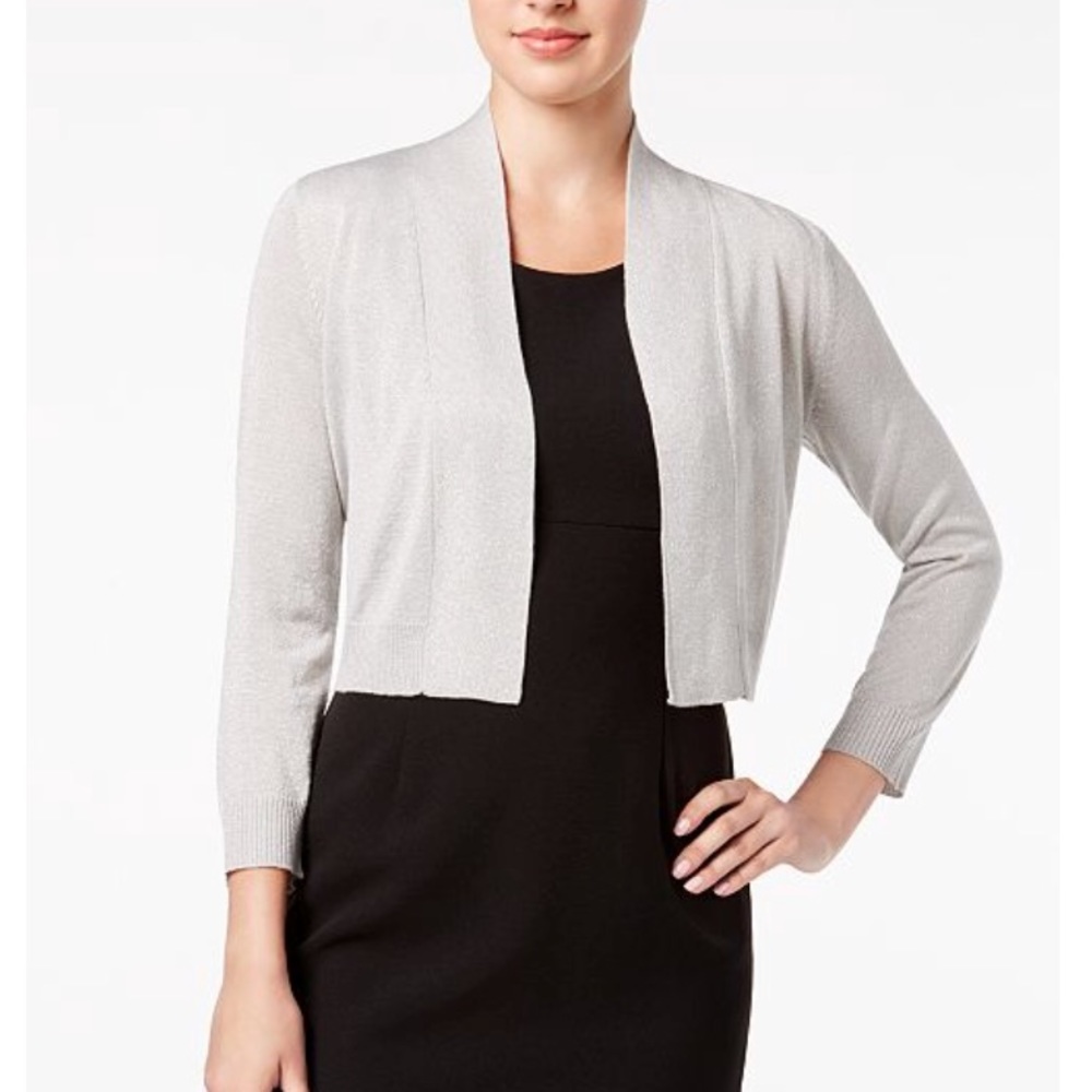 Calvin Klein Three-Quarter-Sleeve Glitter Cardigan